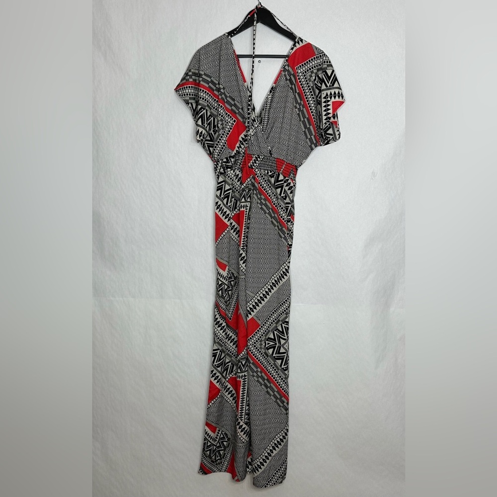 Forever 21 Geometric Print Jumpsuit Boho Statement Retro Resort Vacation Medium - Picture 4 of 6